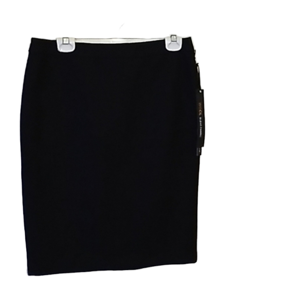 Willi‎ Smith Wool Blend Fabric Skirt Black Size 8 Zip Up Back With Button